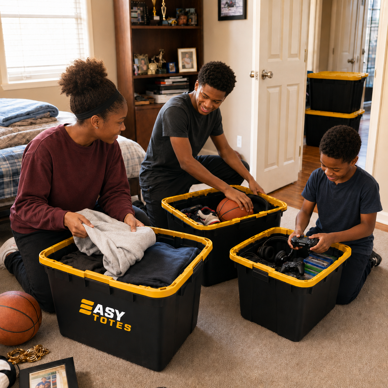 Kids packing Easy Totes